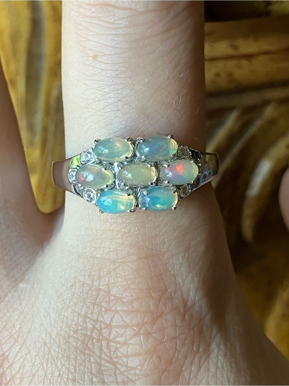Natural Ethiopian Opal Sterling Silver Ring Size 10